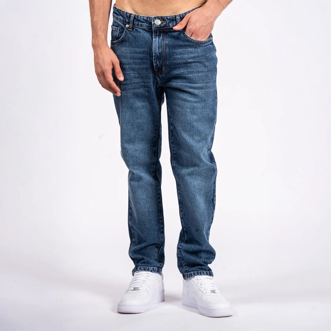 Relaxed Fit Denim Jeans Dark Indigo Wash