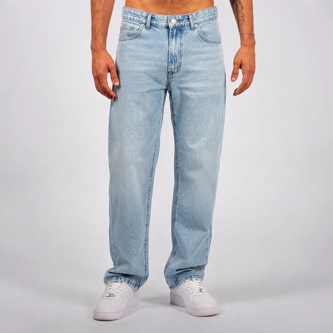 Wide-Leg Denim Jeans Ice Blue