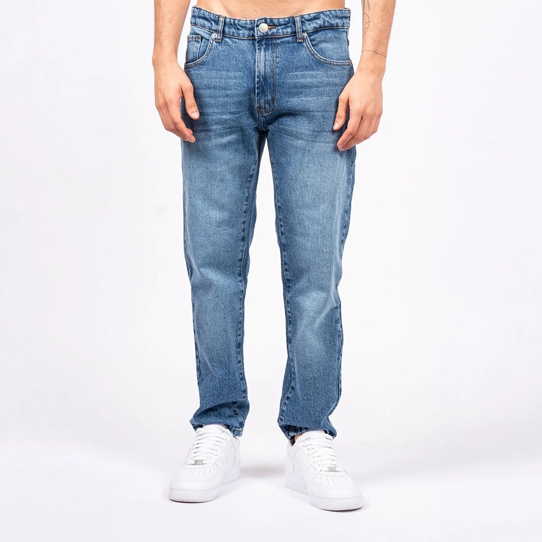 Relaxed Fit Denim Jeans Mid Blue Wash